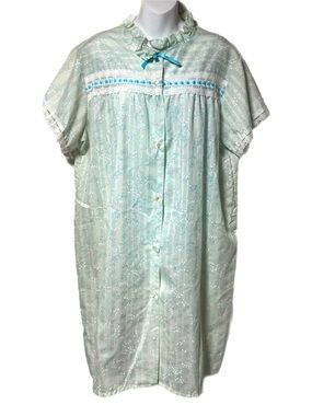 Vtg Crown Nitewear Nightgown XL Ditsy Floral Lace Ribbon Prairie Cottagecore